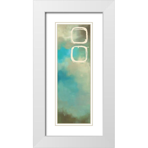 Retro in Aqua and Khaki III White Modern Wood Framed Art Print with Double Matting by Maitland, Laurie