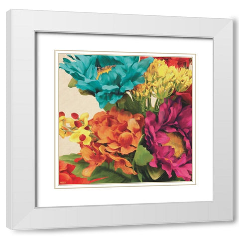 Pop Art Flowers I White Modern Wood Framed Art Print with Double Matting by Anderson, Jocelyn