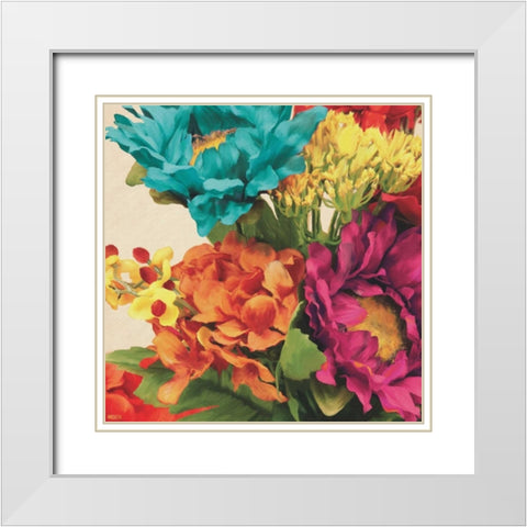 Pop Art Flowers I White Modern Wood Framed Art Print with Double Matting by Anderson, Jocelyn