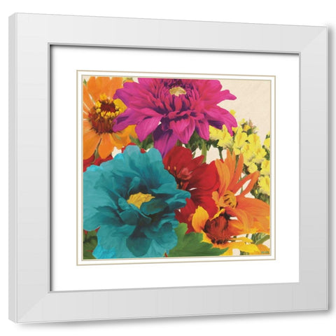 Pop Art Flowers II White Modern Wood Framed Art Print with Double Matting by Anderson, Jocelyn