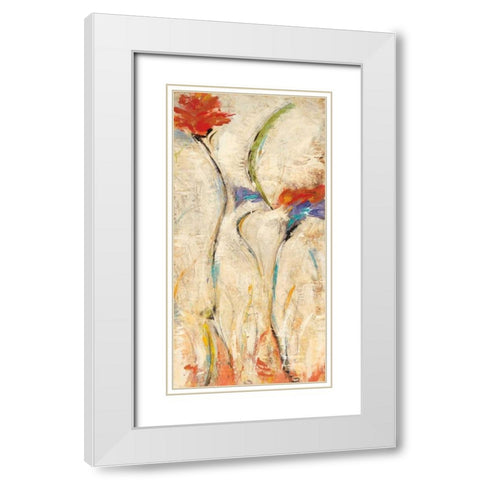 Flores II White Modern Wood Framed Art Print with Double Matting by Santos, Nancy Villarreal