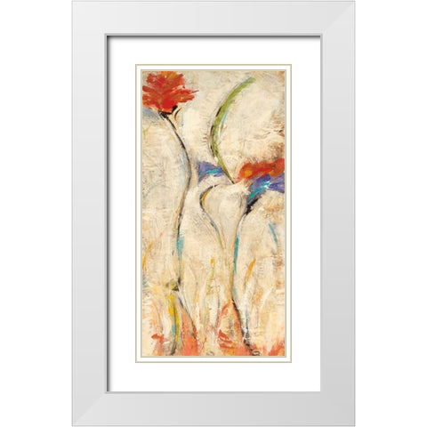 Flores II White Modern Wood Framed Art Print with Double Matting by Santos, Nancy Villarreal