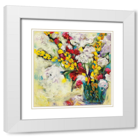 Echoes in Yellow and White  White Modern Wood Framed Art Print with Double Matting by Eider, Georgia