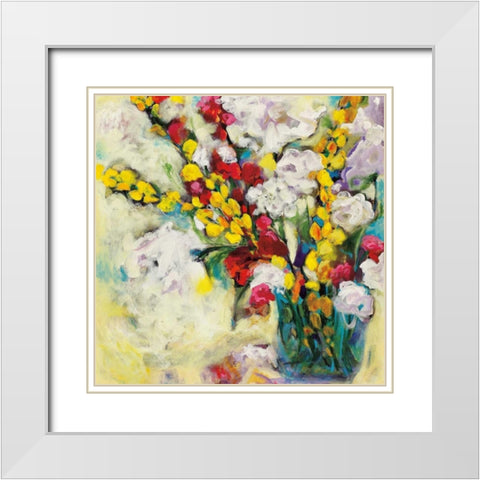 Echoes in Yellow and White  White Modern Wood Framed Art Print with Double Matting by Eider, Georgia