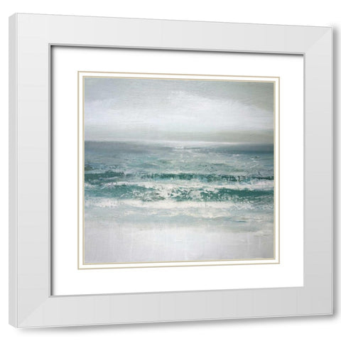Waves White Modern Wood Framed Art Print with Double Matting by Gold, Caroline