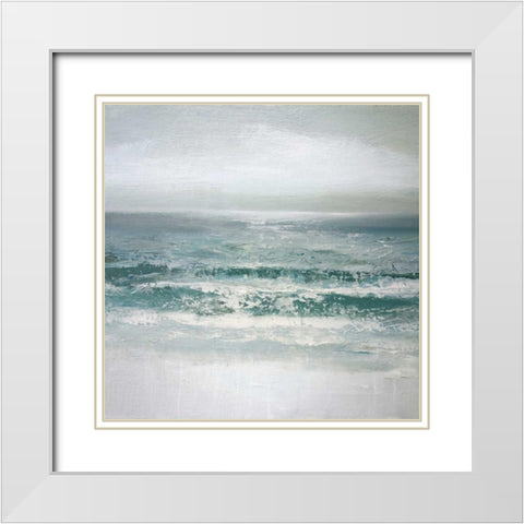 Waves White Modern Wood Framed Art Print with Double Matting by Gold, Caroline