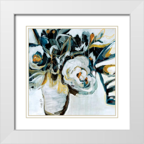 Nightingale Blooms  White Modern Wood Framed Art Print with Double Matting by Maritz, Angela