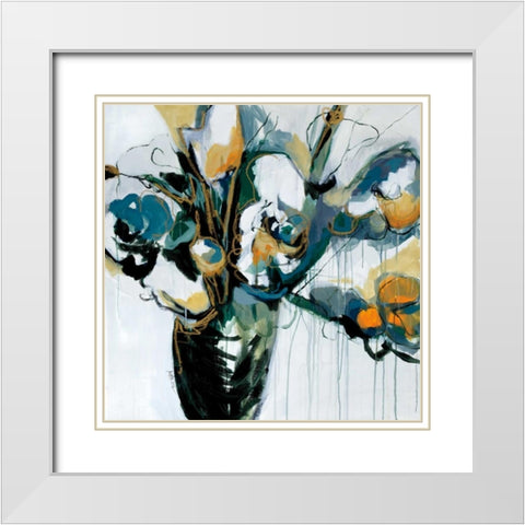 Blooms in Shamrock Grey White Modern Wood Framed Art Print with Double Matting by Maritz, Angela