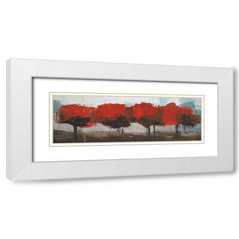 Fall Row White Modern Wood Framed Art Print with Double Matting by Shire, Martin