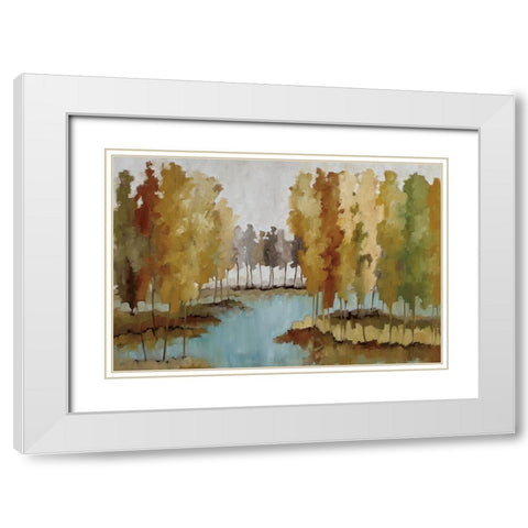 Lake View White Modern Wood Framed Art Print with Double Matting by Ellens, Jacqueline