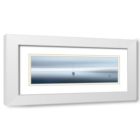 West Coast Sailing White Modern Wood Framed Art Print with Double Matting by Pelkey, Marvin