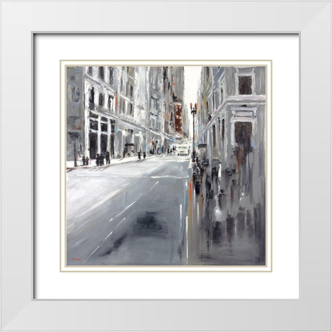 Paris White Modern Wood Framed Art Print with Double Matting by Kadmiri, Aziz