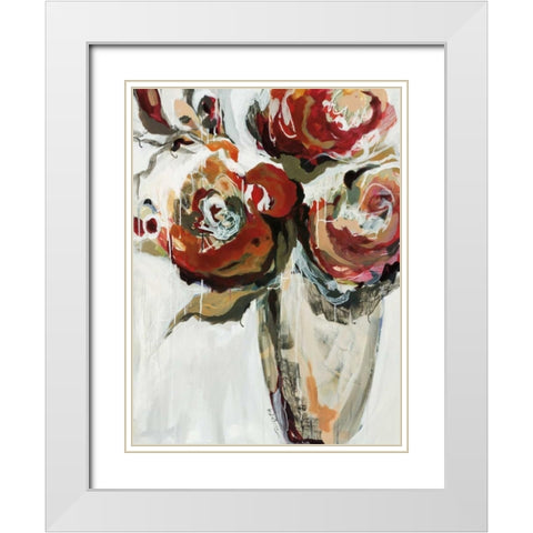 Persimmon Blooms White Modern Wood Framed Art Print with Double Matting by Maritz, Angela