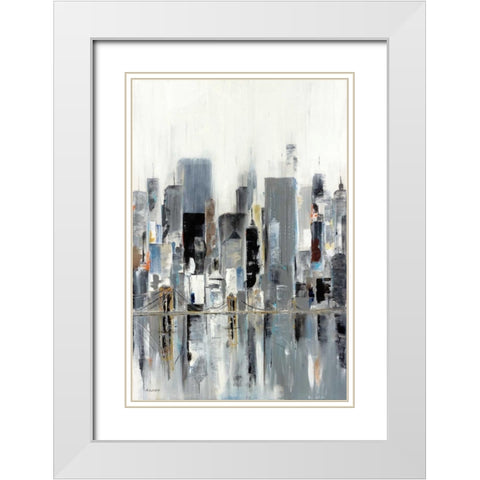 City Bridge White Modern Wood Framed Art Print with Double Matting by Kadmiri, Aziz