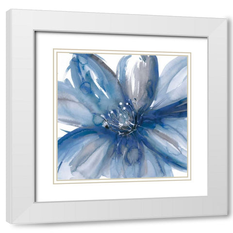 Blue Beauty I White Modern Wood Framed Art Print with Double Matting by Meyers, Rebecca