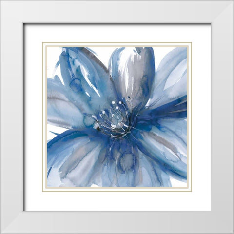 Blue Beauty I White Modern Wood Framed Art Print with Double Matting by Meyers, Rebecca