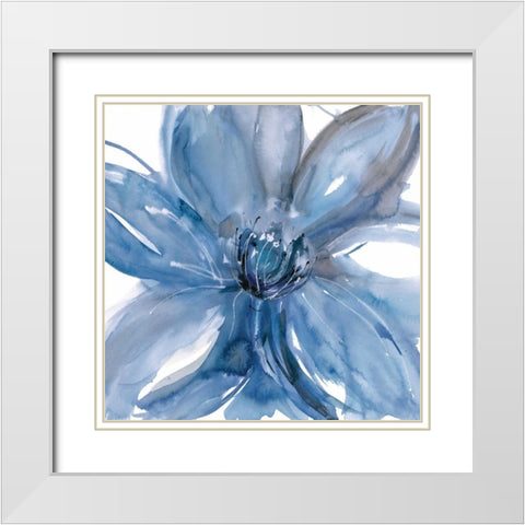 Blue Beauty II White Modern Wood Framed Art Print with Double Matting by Meyers, Rebecca
