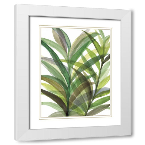 Tropical Greens II White Modern Wood Framed Art Print with Double Matting by Meyers, Rebecca