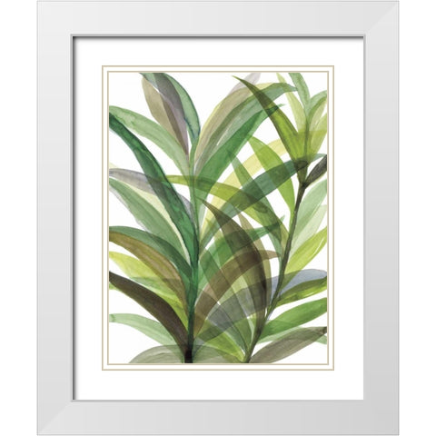Tropical Greens II White Modern Wood Framed Art Print with Double Matting by Meyers, Rebecca