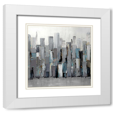 Blue Plaza White Modern Wood Framed Art Print with Double Matting by Kadmiri, Aziz