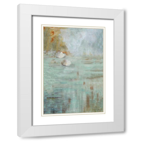 White Lotus White Modern Wood Framed Art Print with Double Matting by Parker, Karen Lorena