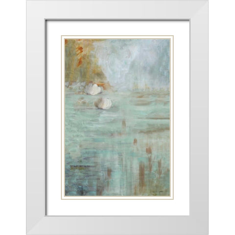 White Lotus White Modern Wood Framed Art Print with Double Matting by Parker, Karen Lorena