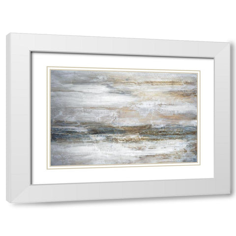 Mirage I White Modern Wood Framed Art Print with Double Matting by Fontaine, Stephane