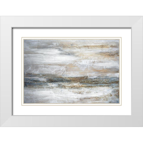 Mirage I White Modern Wood Framed Art Print with Double Matting by Fontaine, Stephane