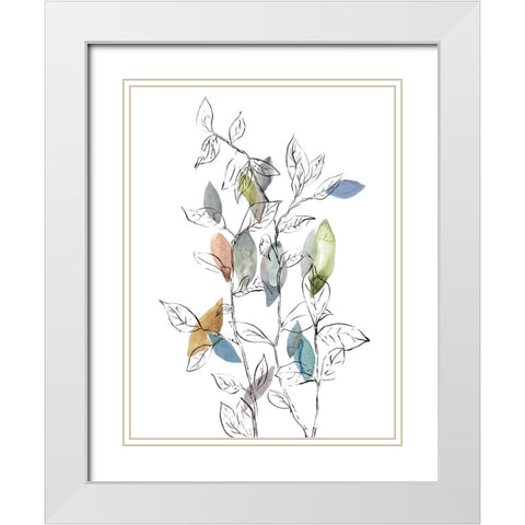 Spring Leaves I White Modern Wood Framed Art Print with Double Matting by Meyers, Rebecca