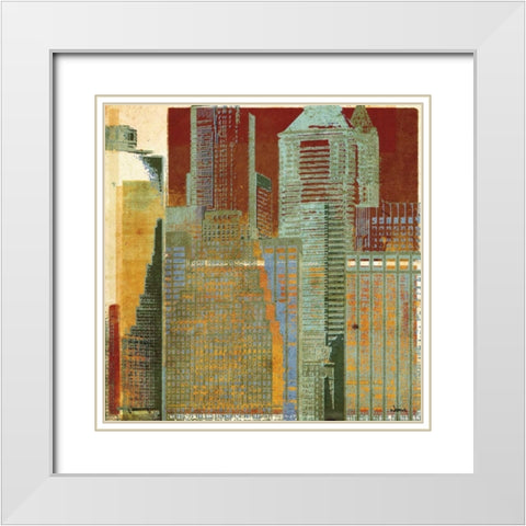 Urban Blocks I White Modern Wood Framed Art Print with Double Matting by NOAH