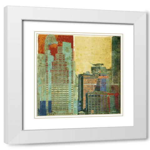 Urban Blocks II White Modern Wood Framed Art Print with Double Matting by NOAH
