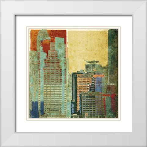 Urban Blocks II White Modern Wood Framed Art Print with Double Matting by NOAH