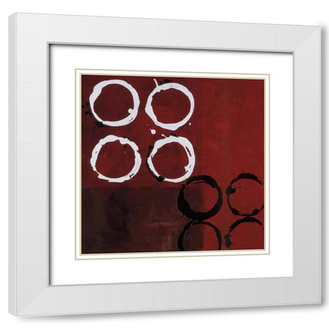 Red Circles I White Modern Wood Framed Art Print with Double Matting by Maitland, Laurie