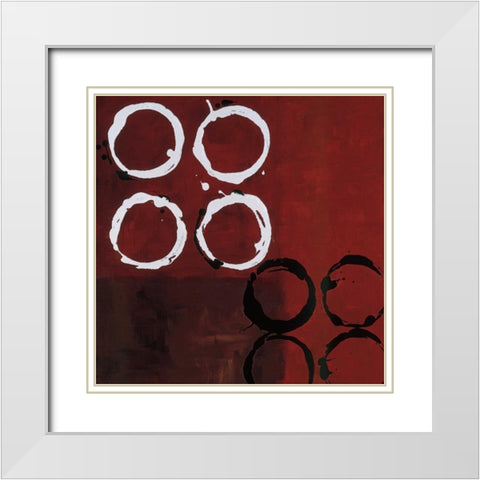 Red Circles I White Modern Wood Framed Art Print with Double Matting by Maitland, Laurie