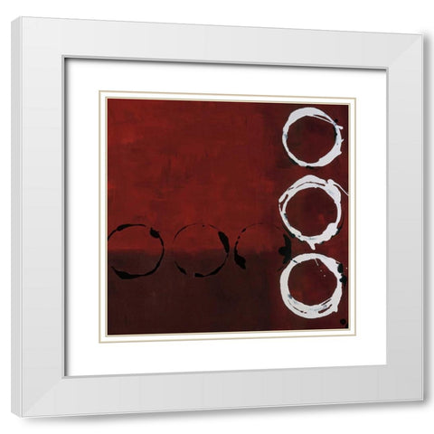 Red Circles II White Modern Wood Framed Art Print with Double Matting by Maitland, Laurie