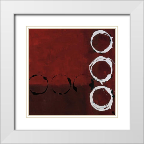 Red Circles II White Modern Wood Framed Art Print with Double Matting by Maitland, Laurie