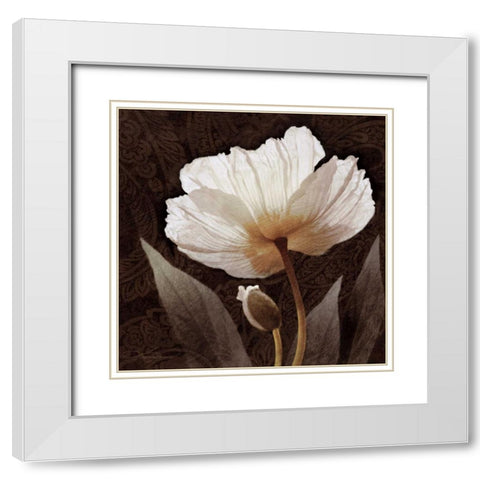 Paisley Poppy I White Modern Wood Framed Art Print with Double Matting by Mallett, Keith