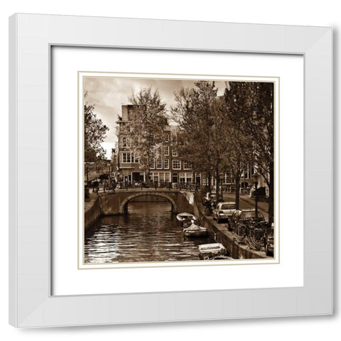 Autumn in Amsterdam IV White Modern Wood Framed Art Print with Double Matting by Maihara, Jeff