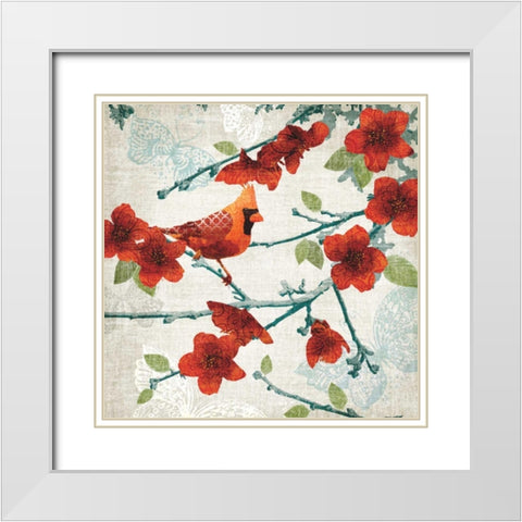 Birds and Butterflies IV White Modern Wood Framed Art Print with Double Matting by Venter, Tandi