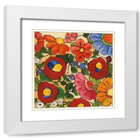 Floral Trellis White Modern Wood Framed Art Print with Double Matting by Drew, Vanessa