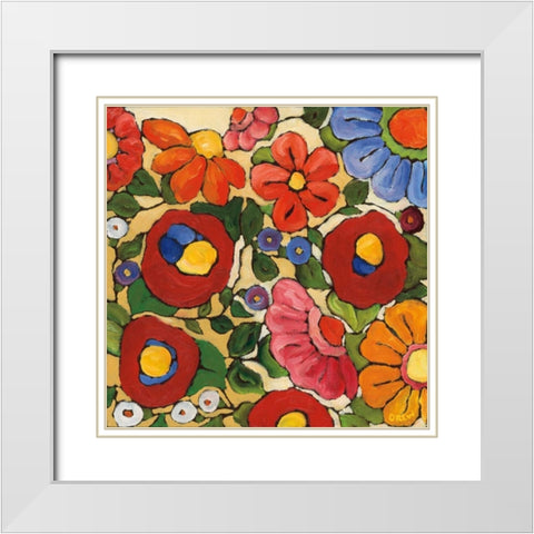 Floral Trellis White Modern Wood Framed Art Print with Double Matting by Drew, Vanessa