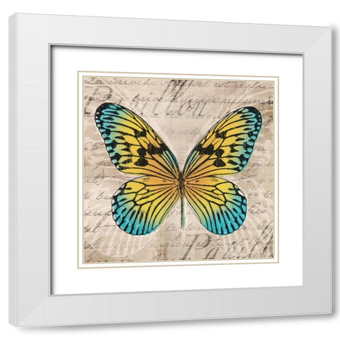 Butterflies I White Modern Wood Framed Art Print with Double Matting by Venter, Tandi