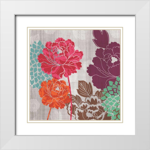 Peony Patterns I White Modern Wood Framed Art Print with Double Matting by Venter, Tandi