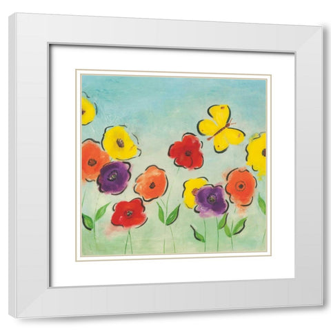 Flowering Garden I White Modern Wood Framed Art Print with Double Matting by Horsfall, Sarah