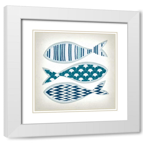 Fish Patterns I White Modern Wood Framed Art Print with Double Matting by Venter, Tandi