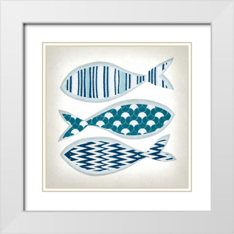 Fish Patterns I White Modern Wood Framed Art Print with Double Matting by Venter, Tandi