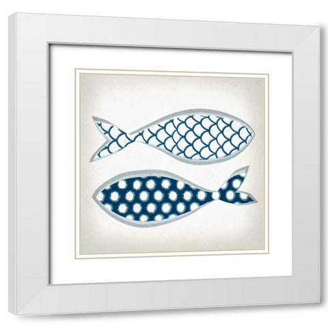 Fish Patterns II White Modern Wood Framed Art Print with Double Matting by Venter, Tandi