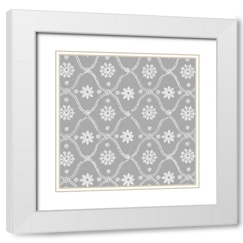 Woodblock Pattern II White Modern Wood Framed Art Print with Double Matting by Berg, Sabine