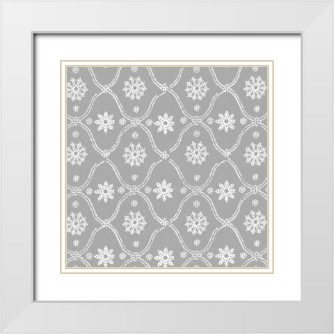 Woodblock Pattern II White Modern Wood Framed Art Print with Double Matting by Berg, Sabine