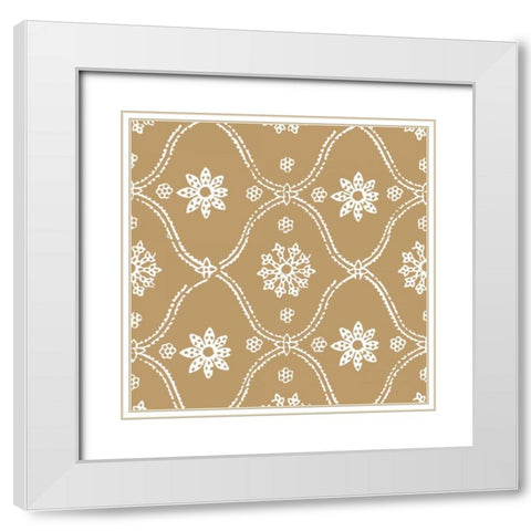 Woodblock Pattern III White Modern Wood Framed Art Print with Double Matting by Berg, Sabine